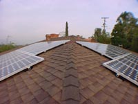 3KW Solar Electric Installation in San Dimas, California.  Features identical strings on South and West Roofs.