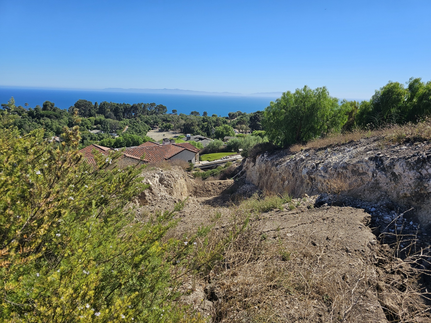Damage in the Palos Verdes landslide area