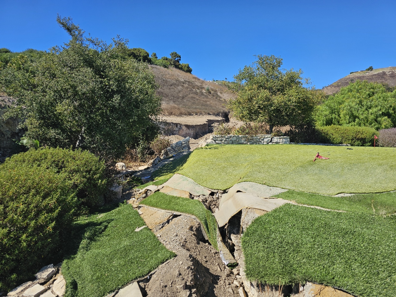 Damage in the Palos Verdes landslide area